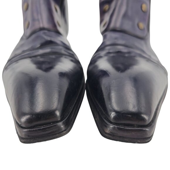 JO Ghost Navy Blue Leather Designer Zip Boots Mens 13 Italy Ankle Dress Shoes 46 - Picture 10 of 16